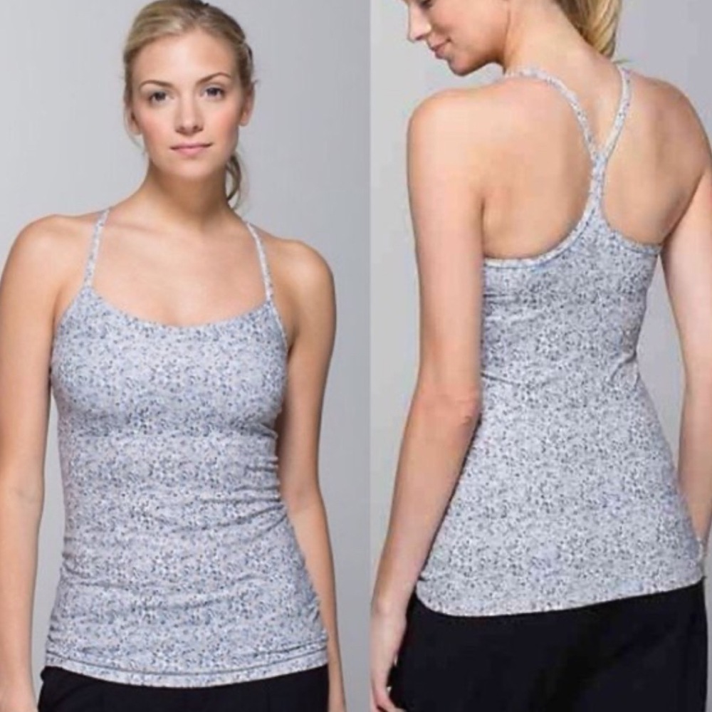 LULULEMON | Power Y | Petit Fleur Silver Spoon Patterned| Tank | Yoga | Size 8